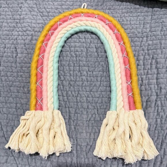 RAINBOW MACRAME WALL HANGING – MULTICOLOR BOHO DECOR, HANDMADE STYLE - Picture 5 of 17